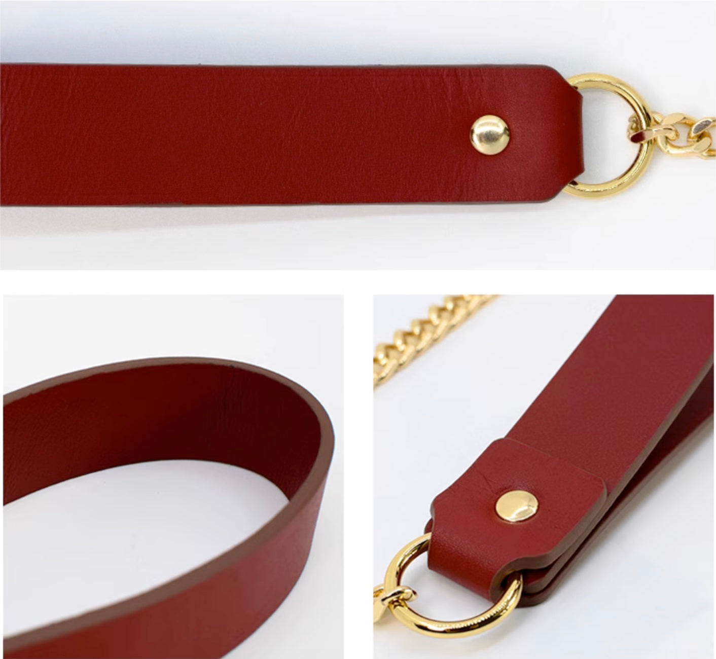 [Handmade] Genuine leather metal leash