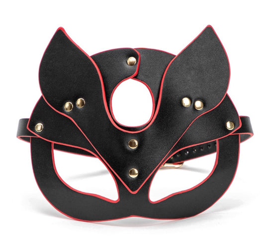 Fox Mask - black with red edges