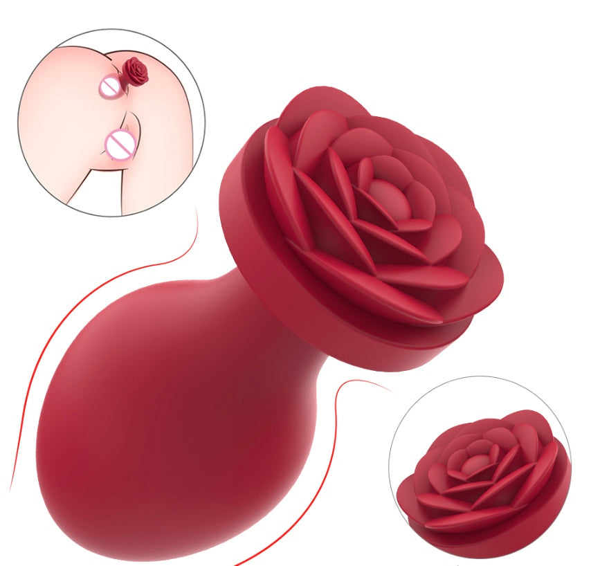 Silicone butt plug - red large/medium/small size (rose shape)